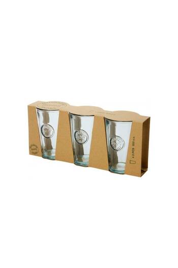 Natural Set 3 pahare Copa din sticlă reciclată, 300 ml
