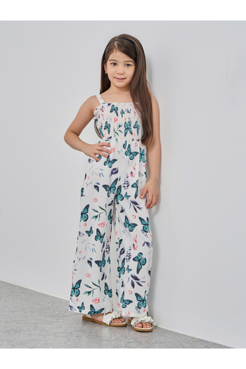 Styli White Butterfly Print Cami Wide Leg Jumpsuit