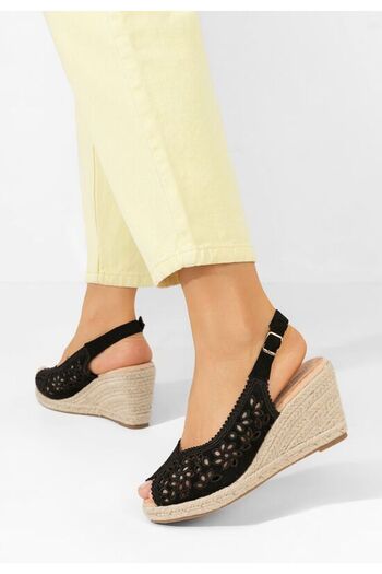 B T Shoes Black Leatrice platform sandals