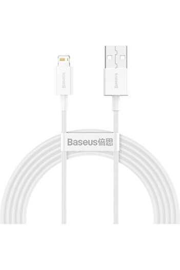 Baseus Cablu de încărcare și date USB la Lightning, Superior, 2m, 2.4A, CALYS-C02, Alb