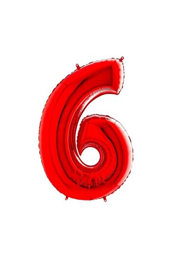 PRC Metallic red number foil balloon, height 35 cm, for birthday Model 6