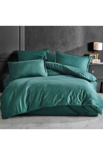 HomePuls Bed Linen with Elastic at Sheet, Damask Cotton 100% Hotel Type, 1 cm Stripe, 3 Pieces, for Mattress