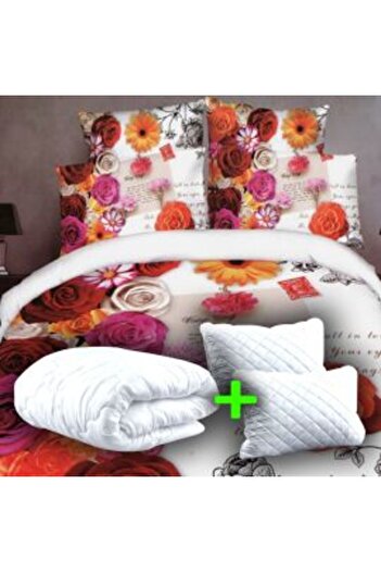 Ralex Economic Package Double Bed Linen Digital Print 3D + 2 Quilted Pillows 50 x 70 cm + Quilt 200 x 215