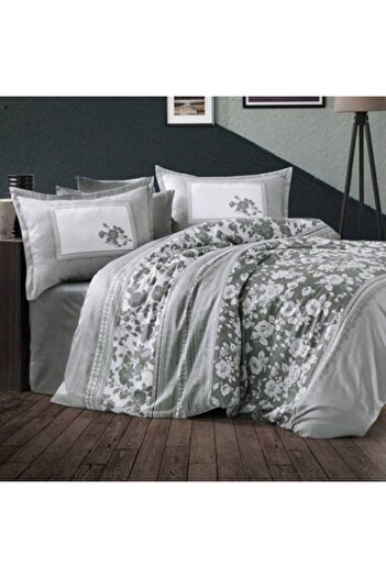 Ralex Premium Luxury Satin Bed Linen Set, 100% Cotton, 4 Pieces, King Size, Grey Elegant, Alura V 2