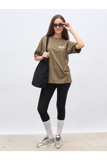 Styli Slogan Print Acid Washed Oversized T-Shirt