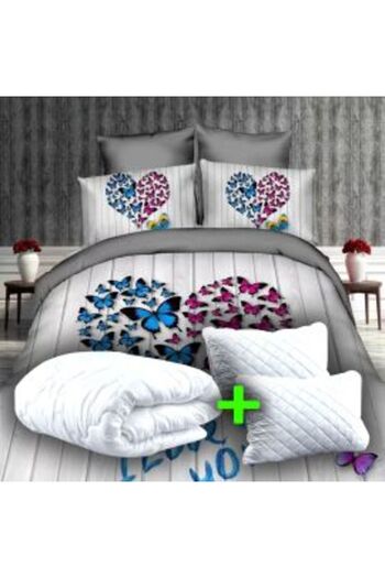 Ralex Economic Package Double Bed Linen Digital Print 3D + 2 Quilted Pillows 50 x 70 cm + Duvet 200 x 215