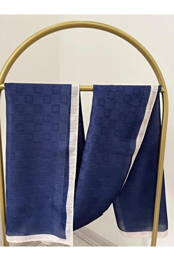 Shawl Passion Plain Pattern Cotton Shawl Blue