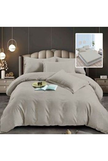 Ralex Double Bed Linen Set 6 Pieces Damask Poly-Cotton with Mattress Cover