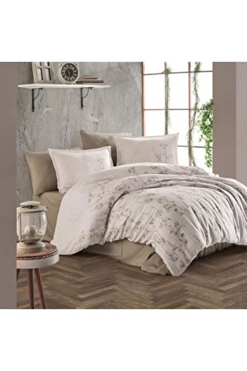 Ralex Premium Luxury Satin Bed Linen 100% Cotton, 4 Pieces King Size, Beige Elegant, Terra