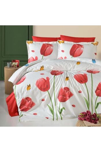 Ralex Double Bed Linen 100% Cotton Ranforce, 4 extra large pieces, sheet 240 x 260 cm, comforter 200 x 220