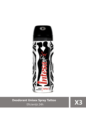 Intesa Unisex Deodorant Spray Tattoo 24H, 125 ml X 3 Pieces
