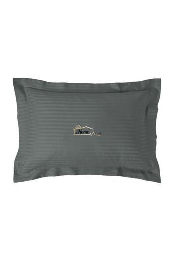 HomePuls Pillowcase Damask Polycotton Stripe 1cm, 50 x 70 cm with 3.5 cm Border Hem, Dark Grey