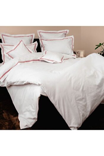 Ralex Double Bed Linen 100% Cotton Ranforce 8 Pieces White with Embroidered Border