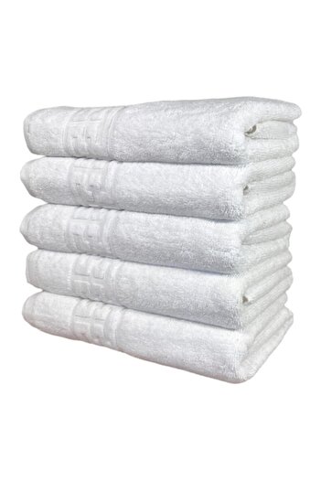OEM Set 5 Hand Towels, Cotton, Greek Border, 500 g/m², 30x50cm, White