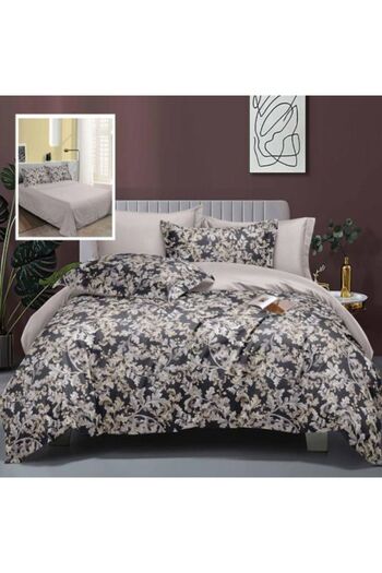 RALEX PUCIOASA Double Bed Set Finet Cotton Elegance 6 Pieces, Frunze Negru, Ralex Pucioasa