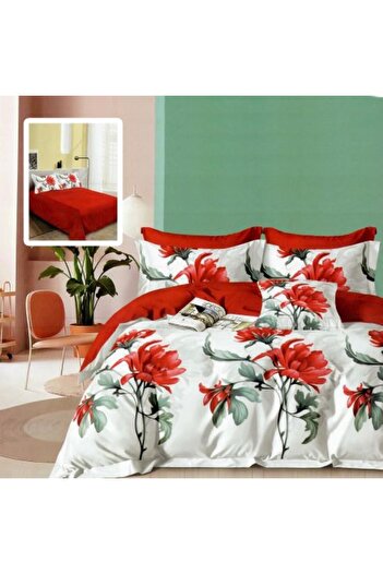 Ralex Double Bed Linen Cotton Finet 6 Pieces 220 x 240 cm, Quilt 200 x 230 cm, 2 Pillowcases 50 x 70 and 7