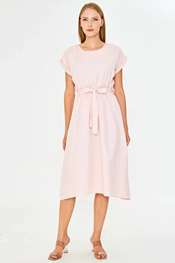 armonika Women's Elastic Waist Tie Dress Arm-18Y001133