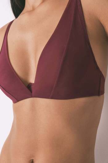 Women'secret Wine tulle halterneck bra with special fastening