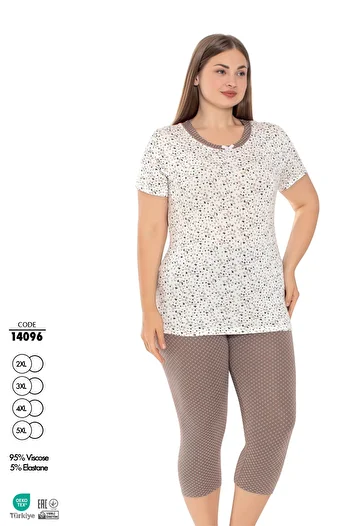 Cotpark Women's Plus Size Lycra Viscose Fabric Bottom-Top Capri Suit 14096