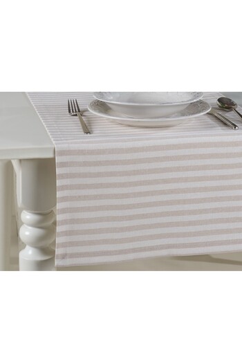 ÖDEL BULDAN Striped Buldan Linen Runner-Natural&S.Brown