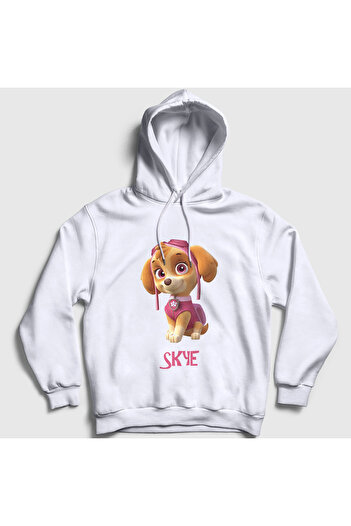 Presmono Unisex White Skye Paw Patrol Φούτερ με κουκούλα 562881tt
