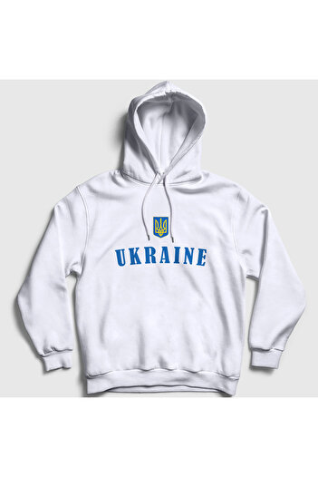 Presmono Unisex Λευκό Trident Coat Of Arms Ουκρανία Φούτερ με κουκούλα Ουκρανίας 563269tt