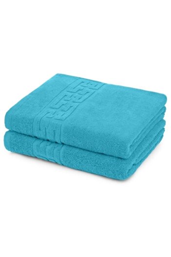OEM Set 2 face towels, Cotton, 500g/m², 50x90cm, Turquoise