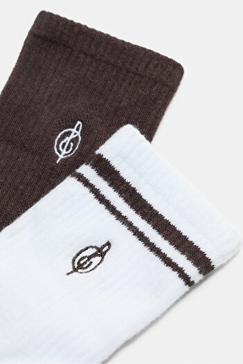 Stradivarius 2-pack of striped and embroidered socks