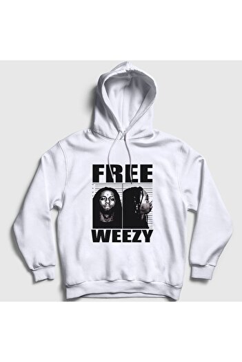 Presmono Unisex Λευκό Δωρεάν Weezy Lil Wayne Φούτερ με κουκούλα 559312tt
