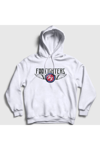 Presmono Unisex Λευκό Vintage Rock Foo Fighters Φούτερ με κουκούλα 563560tt