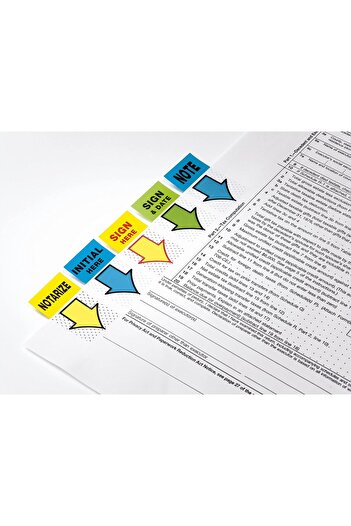 Post-it Printed Message Flags, 'Sign Here', 2.5 cm Yellow, One Dispenser Of 50 Flags
