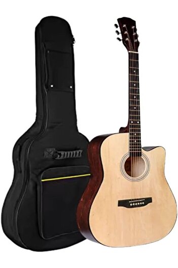 MegArya 38-Inch Acoustic Guitar Starter Pack Full size cutaway design ideal for beginners - Natural