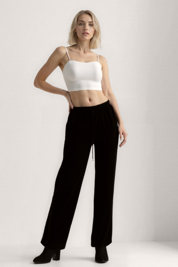 Vitrin Wide Leg Trousers with Elastic Waist