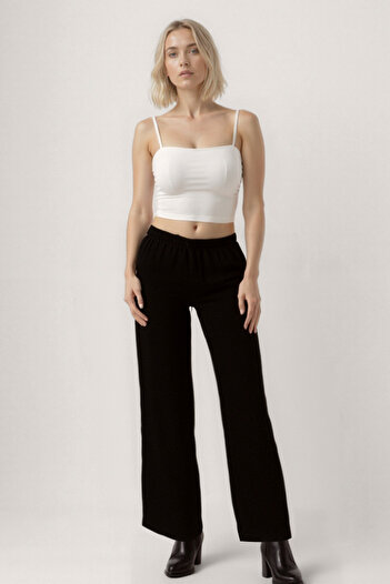 Vitrin Wide Leg Trousers with Elastic Waist