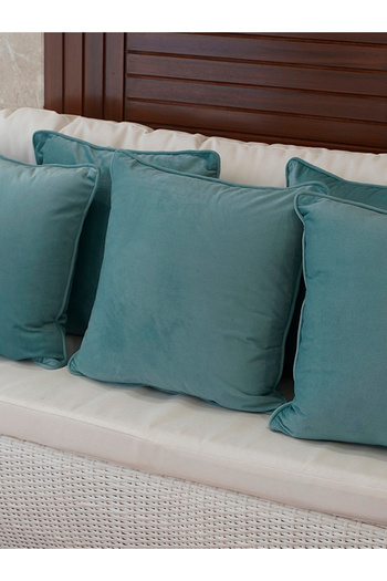 Sanskrutihomes By Styli Blue Velvet Plain Cushion Cover