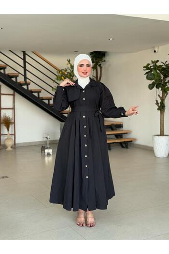 HİJAB STORE SİYAH GÖMLEK ELBİSE