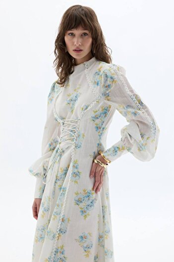 Merve Bayraktar Floral Linen Dress Bloom Dress