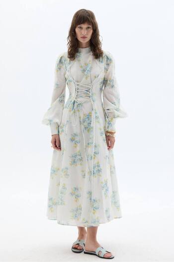 Merve Bayraktar Floral Linen Dress Bloom Dress