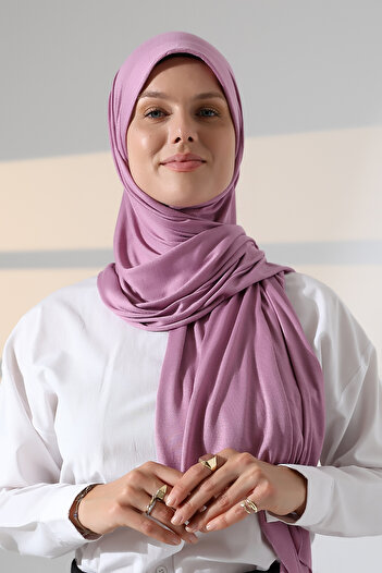 ihvan online Ready-Made Practical Snap-On Lycra Combed Cotton Hijab Shawl - Dusty Rose