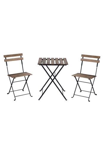 Quasar & Co. Garden furniture set, for balcony, terrace, bistro, consisting of table and 2 chairs, foldable, metal-wood
