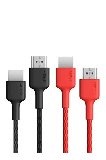 AUKEY (2-Pack) HDMI 2.0 HDMI Cable 2M H01 (1 Cable Black + 1 Cable Red) Red/Black