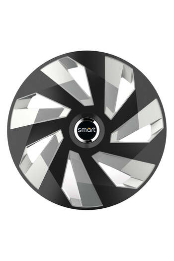 Autohelix MSA Set de 4 capace pentru roți, potrivite pentru jante R15, pentru Smart, model vector negru și argintiu