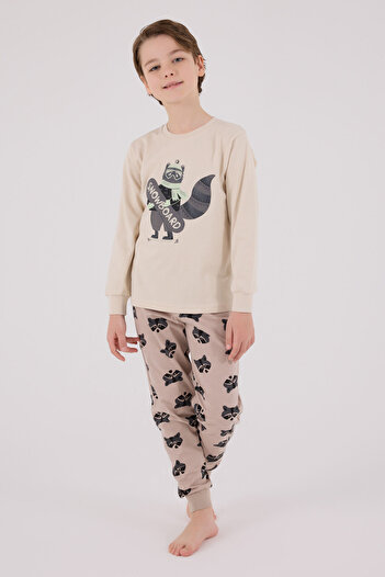 Rolypoly Erkek Çocuk Bej Pijama Takımı