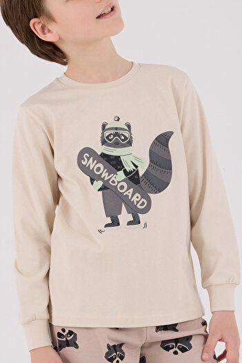 Rolypoly Erkek Çocuk Bej Pijama Takımı