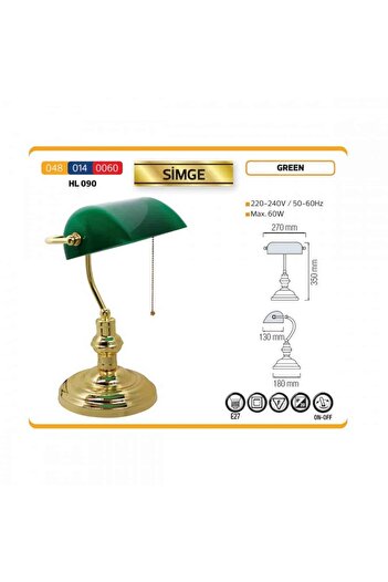 Horoz Desk lamp, E27, max 60W, HL090, HORO, green / 048-014-0060