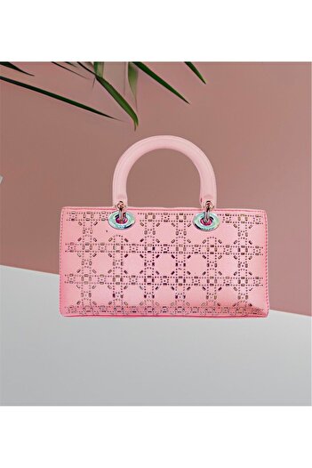 Generic Dior embellished leather crossbody/carry bag in metallic-tone. crystal-cut appliques bag