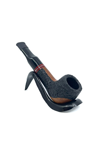 Pipsan İşlemeli El Yapımı Gül Kökü (Briar) Mini Pipo 9mm Filtreli - Model No: 3