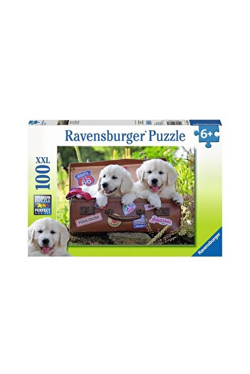 RAVENSBURGER Puzzle - Traveling Pups, 100 piese XXL