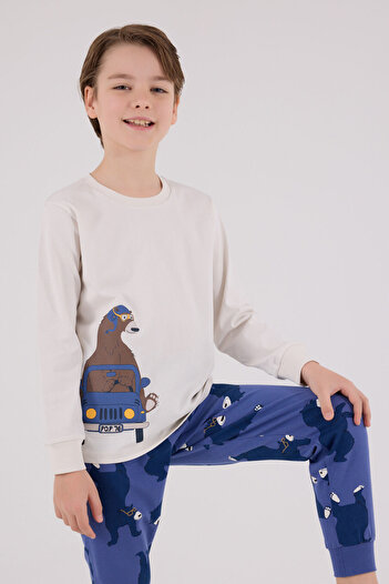Rolypoly Erkek Çocuk Bej Pijama Takımı