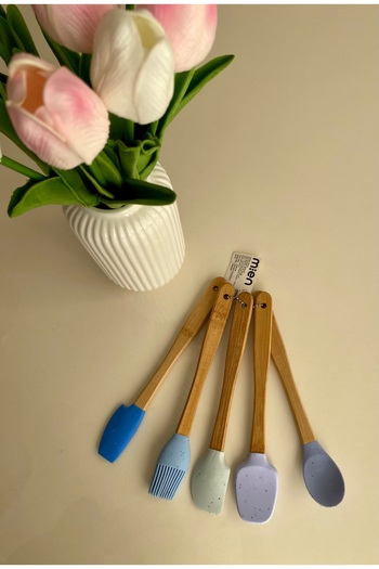 Bambu Mi̇en 5-Piece Silicone Spatula Set with Handle